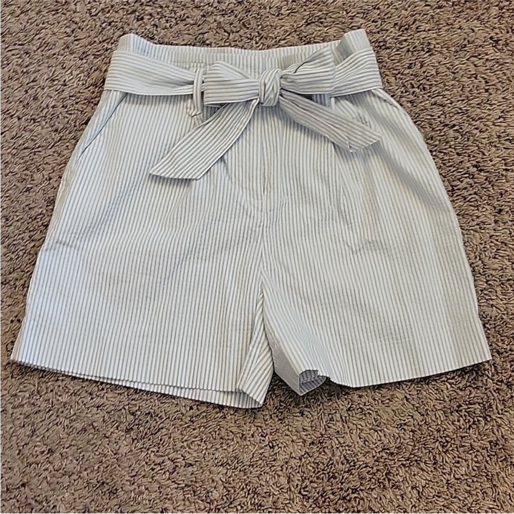 Sezane High Waisted Shorts Blue White Stripe 36 4